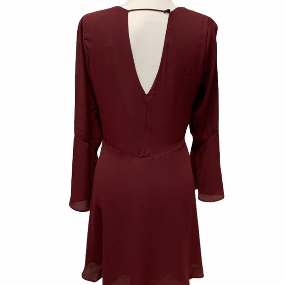 SAM EDELMAN NWT Bell Sleeve A-Line Dress Burgundy Red 4 - Picture 4 of 14
